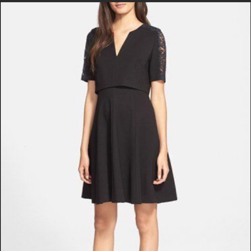 REBECCA TAYLOR V-Neck Ponte Dress
